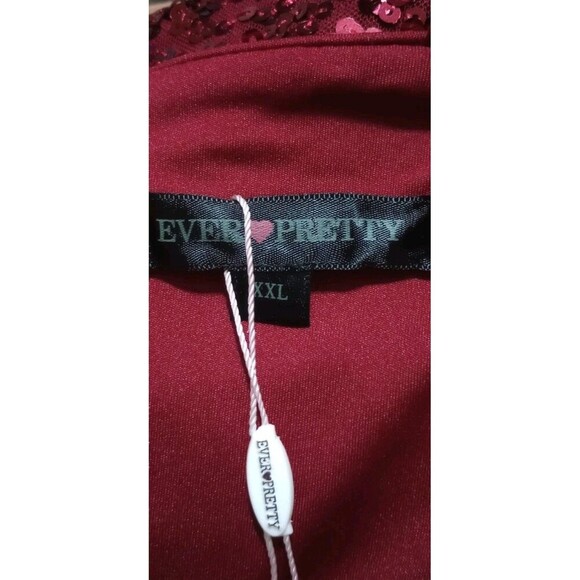 Ever Pretty Mermaid Dress Burgundy Sequin Hoco Prom V-Neck Cap Sleeve XXL NWT - Picture 4 of 5